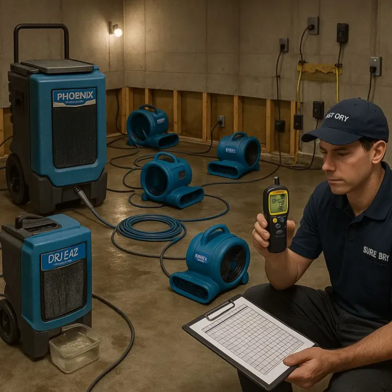 Structural Drying and Dehumidification process in Castaic, CA